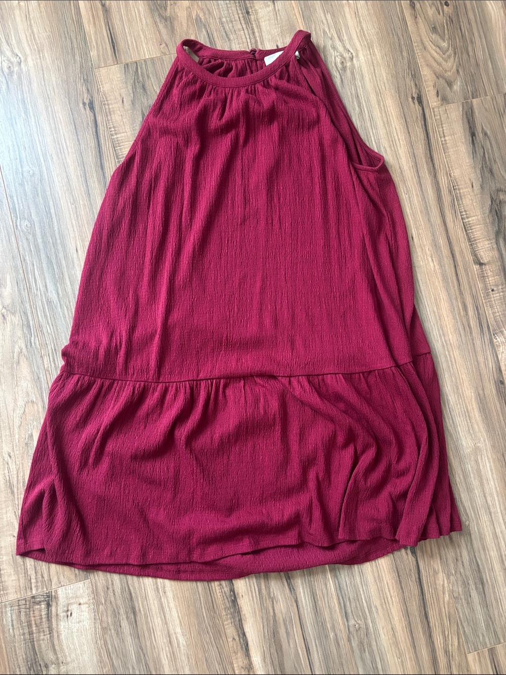 LOFT Burgundy Sleeveless Tiered Midi Skirt